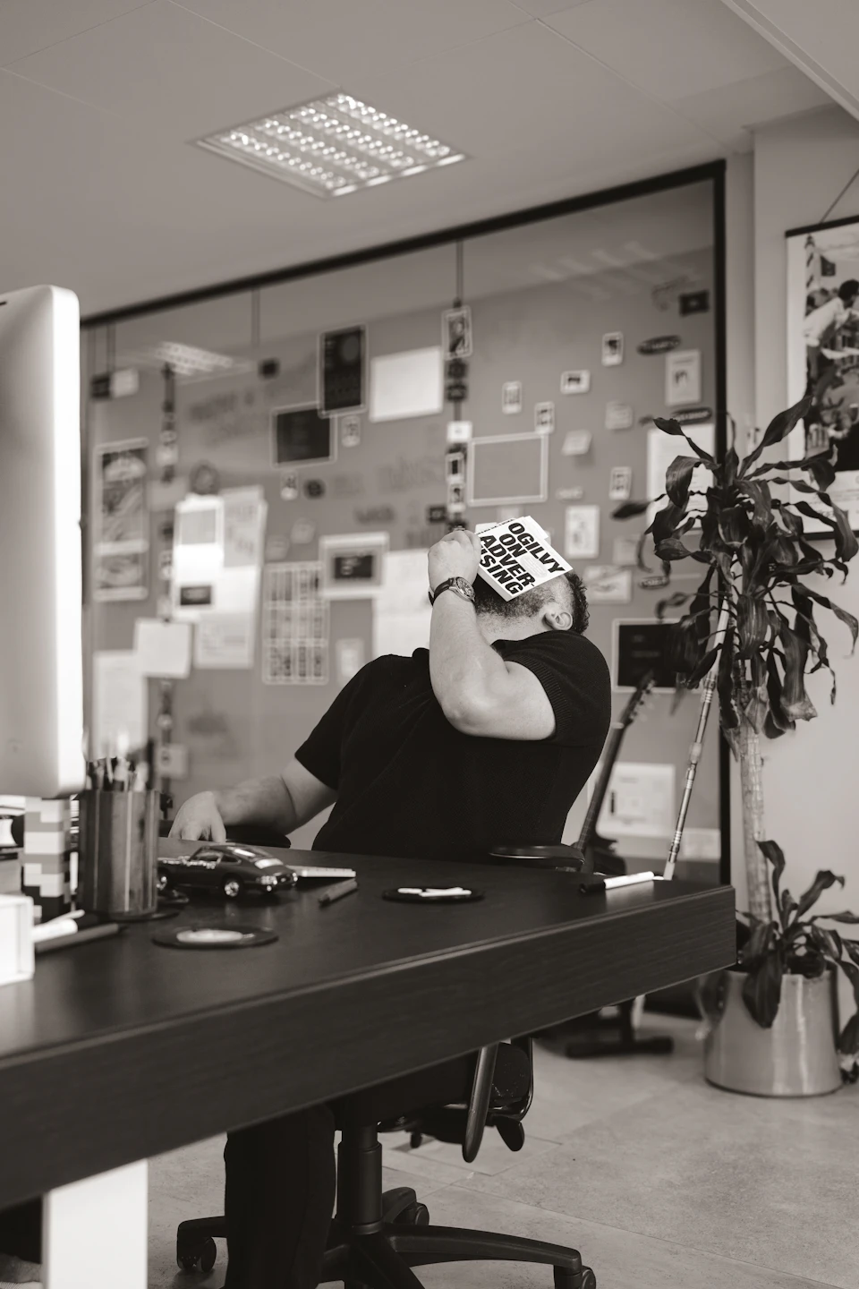 A person focused at their desk